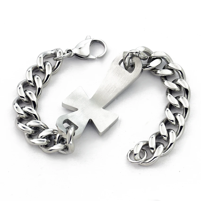 Мужские браслеты из нержавеющей стали черный крест Иисуса амулет Pulseras Mujer