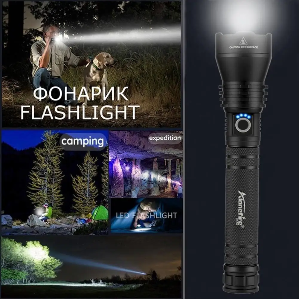 Самый мощный фонарик AloneFire H006 XHP50 светодиодный фонарь с USB и зумом тактические