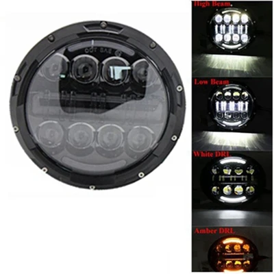 Black 80w Yait 1 шт. 7 дюймов светодиодный светильник на голову с углом обзора глаз DRL Автомобильный светодиодный светильник 12 В для Jeep Wrangler Land Rover Defender 4x4 внедорожный - Цвет: Black 80w