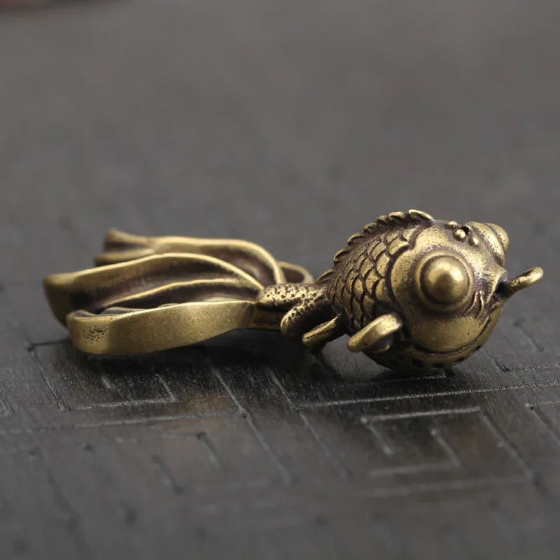 Медная Золотая рыбка, брелок, подвеска, Ретро стиль, латунь, металл, рыба, Брелки/кольца, сумка, шарм, держатель для ключей, ручная работа, подарки - Цвет: Goldfish Pendant