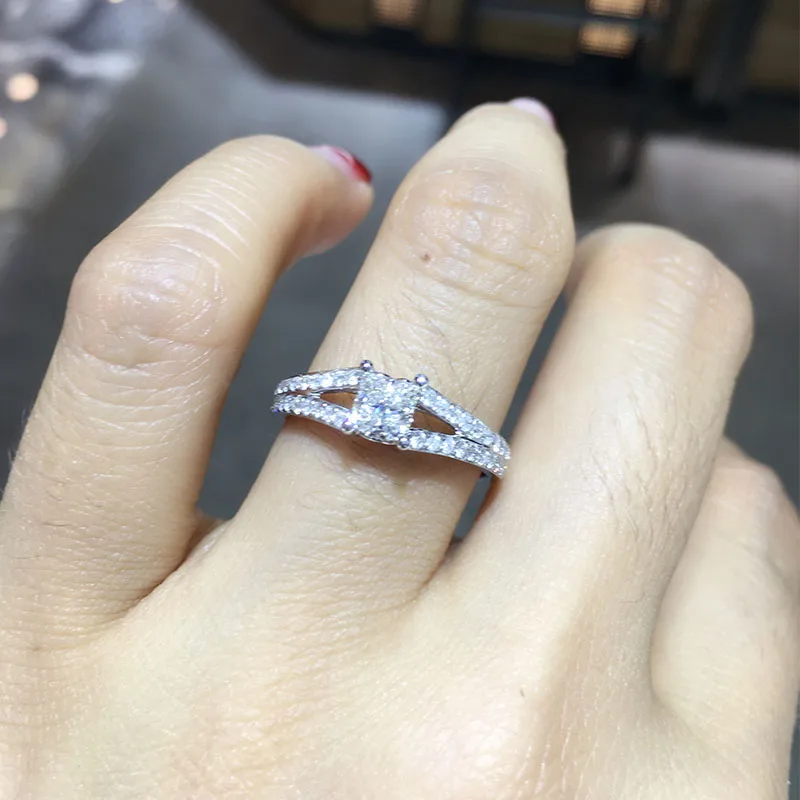 ANI 18 К из белого золота(AU750) для женщин обручальное кольцо 0.79CT Certified я/SI Принцесса Cut Ювелирные изделия с алмазами великолепный Дизайн Promise Ring