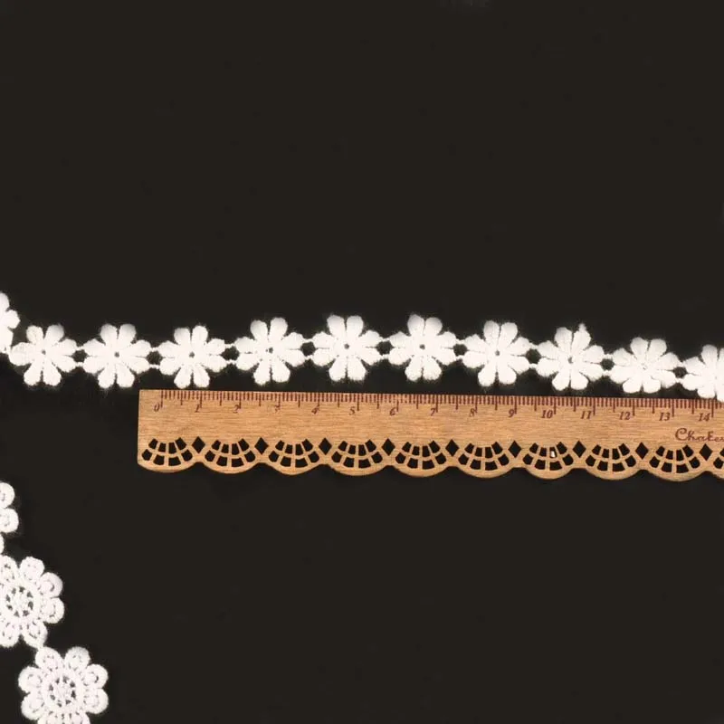 2 ярда Белый цветок аппликация кружевной отделкой ленты Широкий DIY шитье и ткань