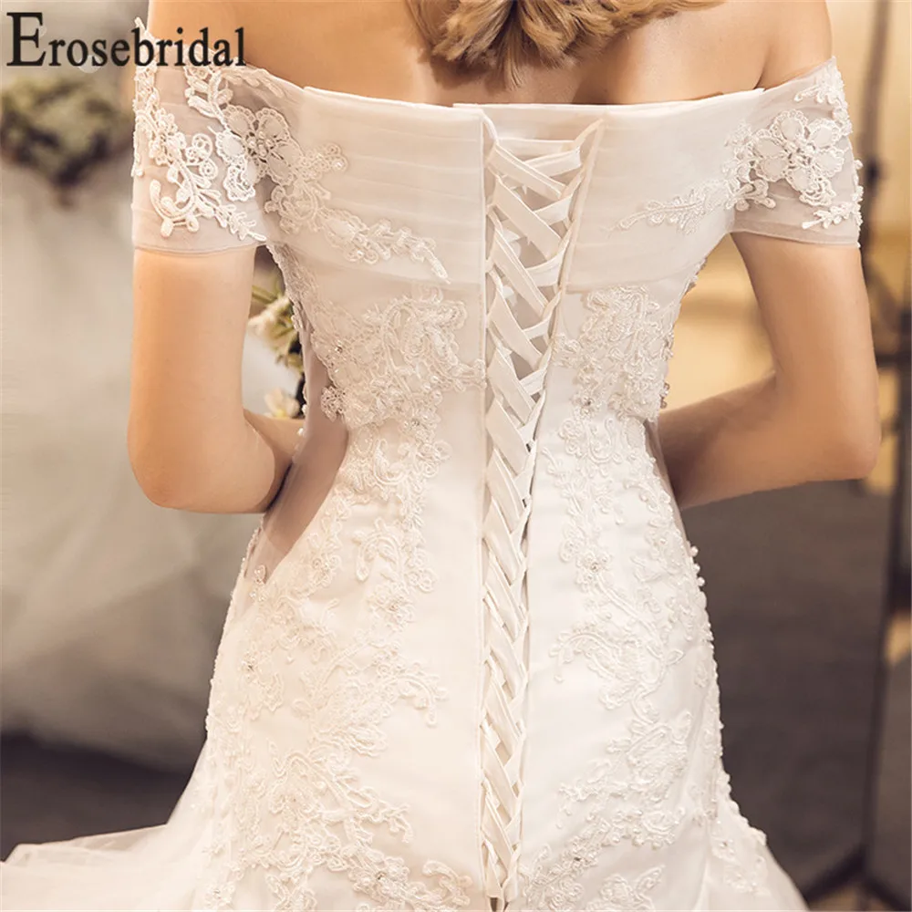 Женское свадебное платье без бретелек Erosebridal из тюля с открытыми плечами 2019 |