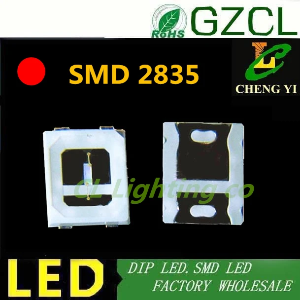 100 шт. бесплатная доставка Красный светодиод 2835 SMD 0 2 Вт высокая яркость 3 мм