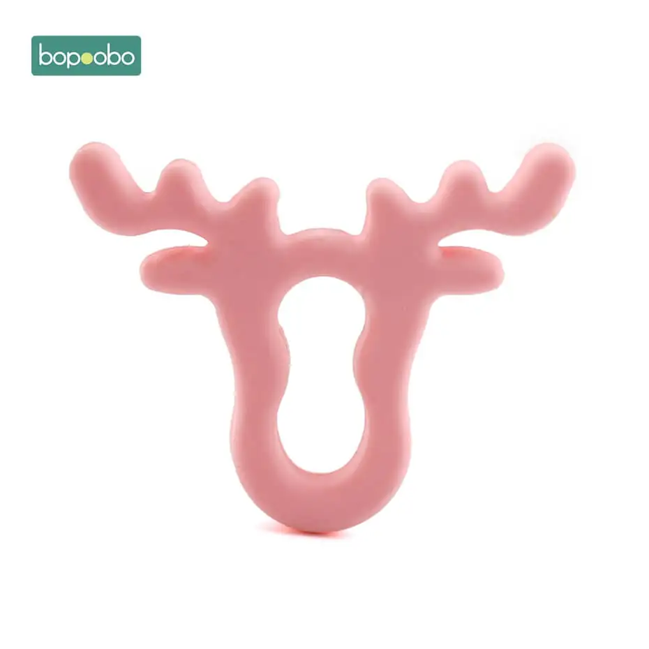 Pink Elk Bopobo 1 шт. силиконовый Прорезыватель с оленем Sika, силиконовая Подвеска для прорезывания зубов, подарок на Рождество, силиконовые грызуны, детский Прорезыватель - Цвет: Pink Elk