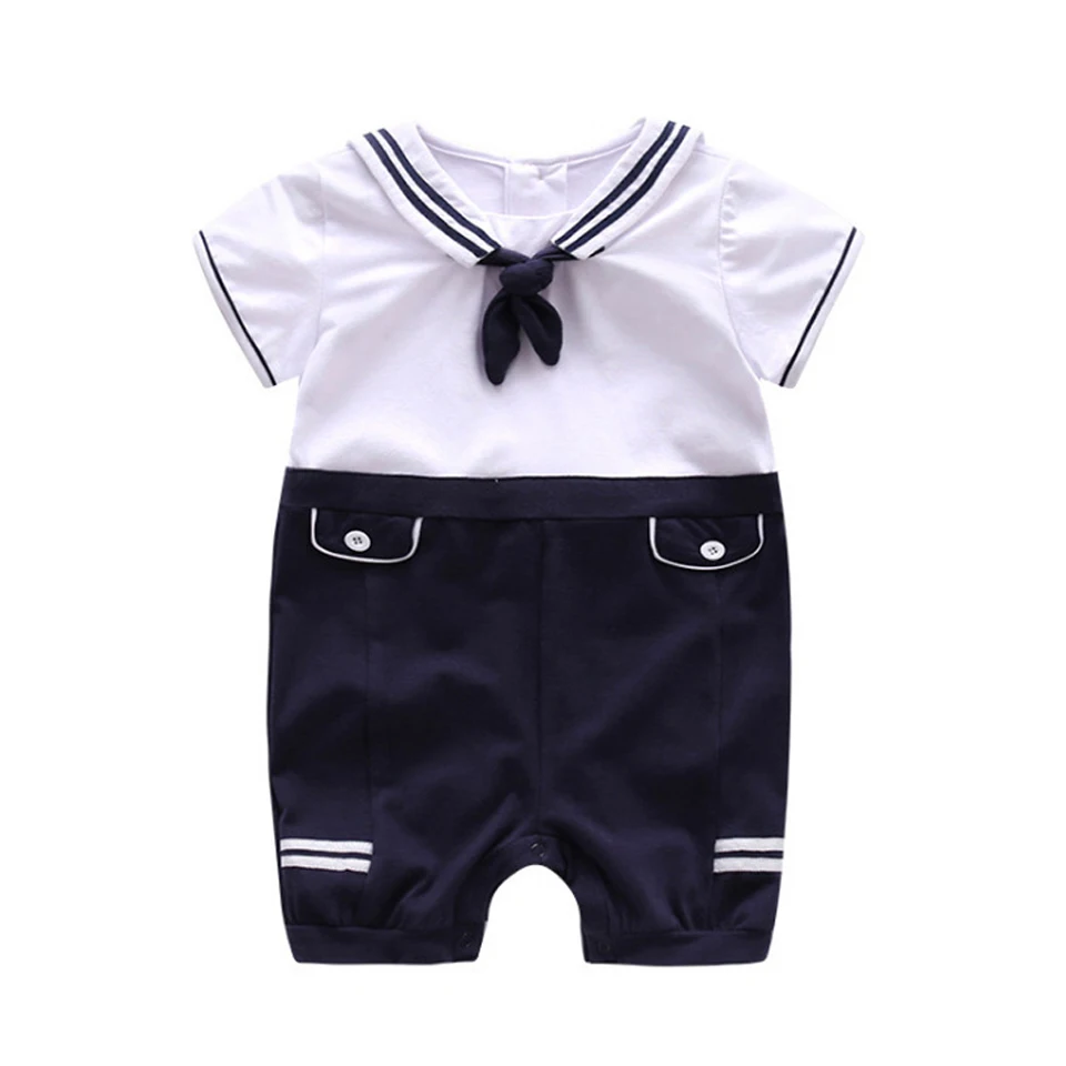 Детское платье комбинезоны хлопковые повседневные для новорожденных в морском