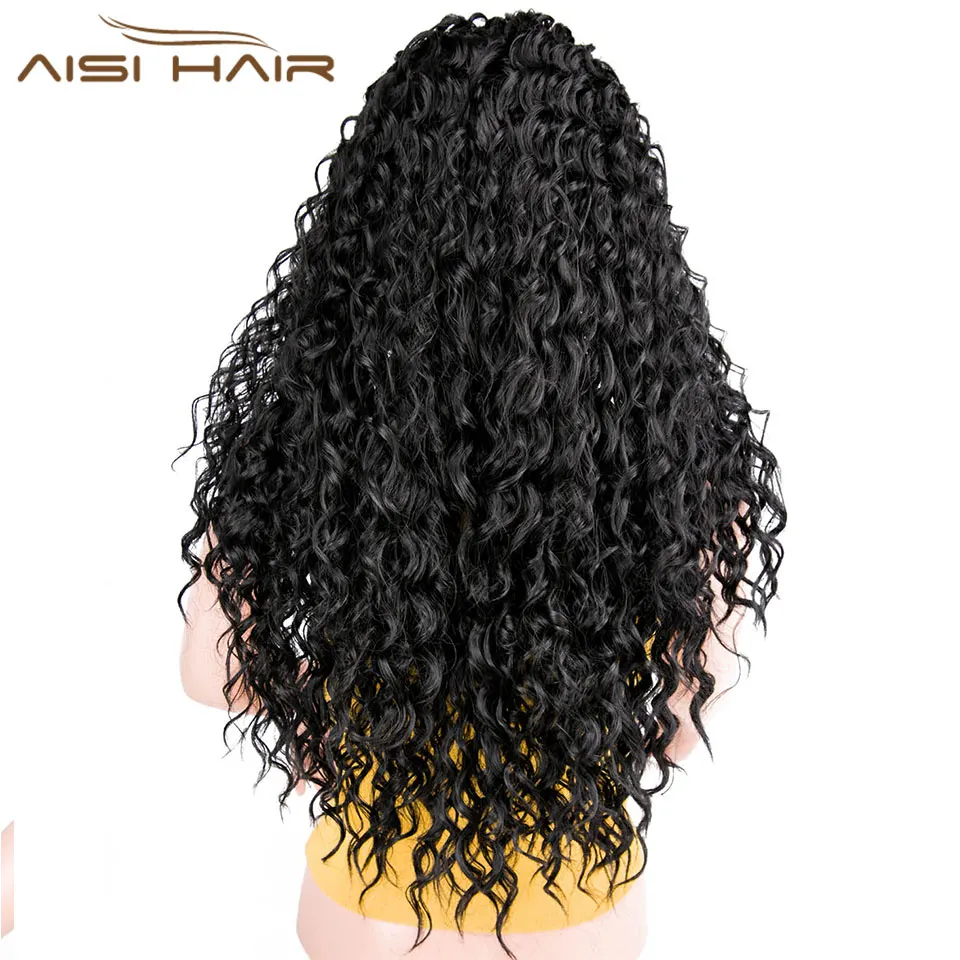 I's a wig AISI HAIR 2" длинные вьющиеся черные синтетические кружевные передние парики с детскими волосами афроамериканские плетеные парики для женщин