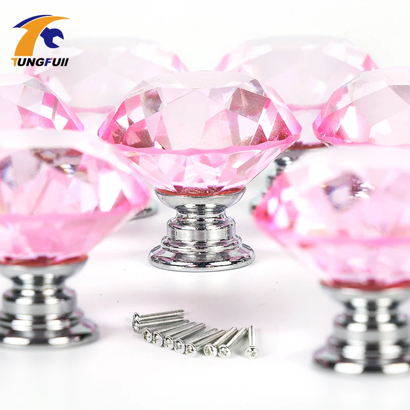 10 шт. 30 мм Алмазная дверь Новый Розовый Фиолетовый Кристалл Стекло выдвижной ящик