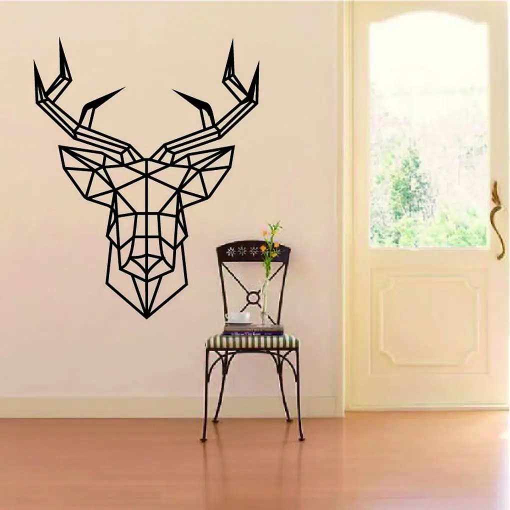 43*35 см голова оленя в геометрическом стиле виниловая наклейка на стену DIY