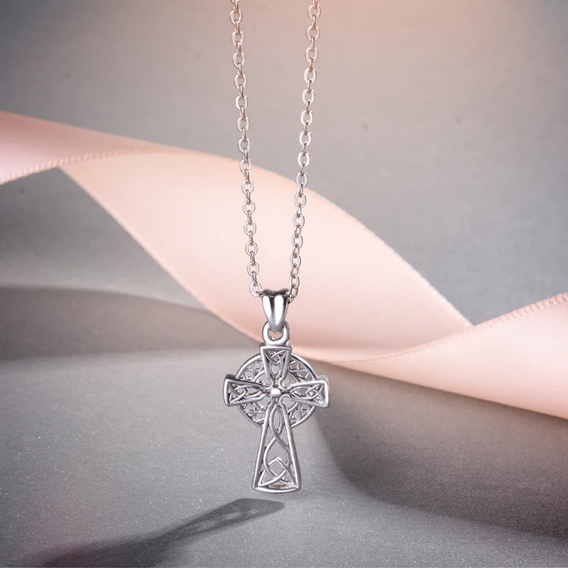 Angel Caller 925 Sterling Silver Celtics Cross Pendant Necklace for Women Girls Vintage Fine Jewelry 2018 New Collection CYD240 | Украшения