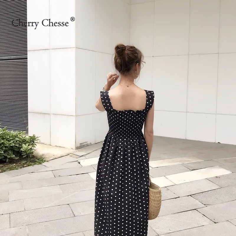 Cherry Chesse чешские Dot женское платье без рукавов до середины икры свободное летние
