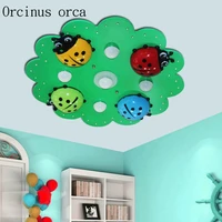 cartoon creation colorful ladybug ceiling lamp childrens room boy girl baby bedroom warm eye protection led ceiling lamp