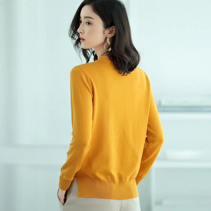 Autumn Office Lady Knitted V Neck Long Sleeve 4 Solid Color Sweater Fashion Loose Women Pullover S-xl | Женская одежда