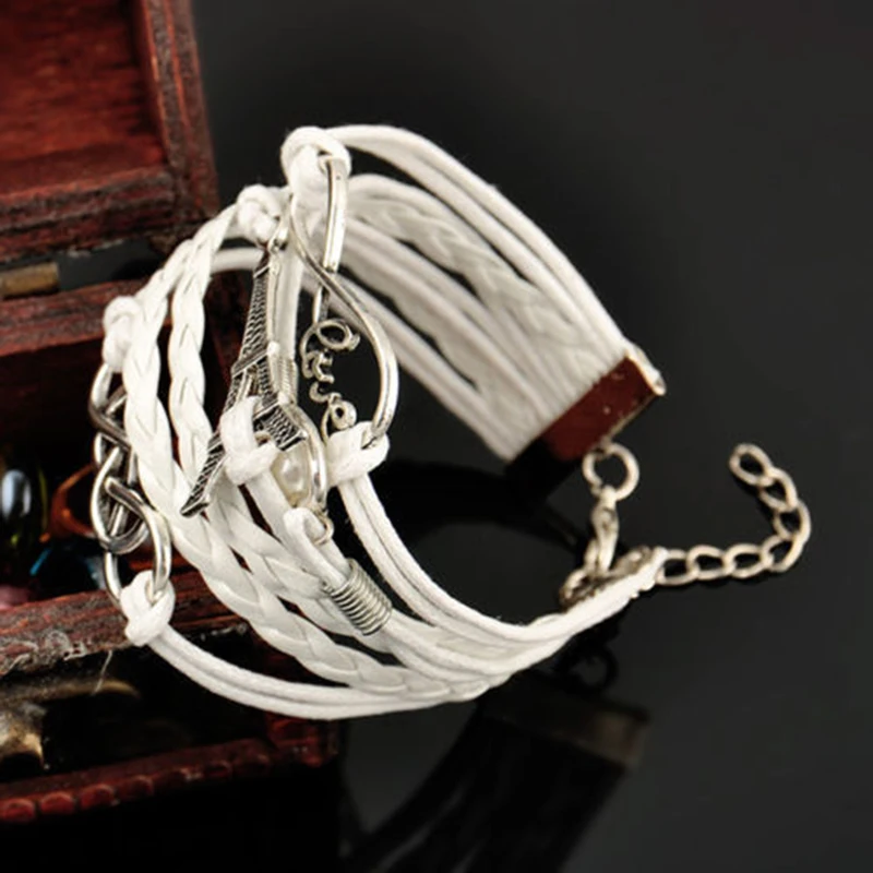 Горячая Распродажа кожаный браслет с подвесками Бесконечность Любовь Сердце