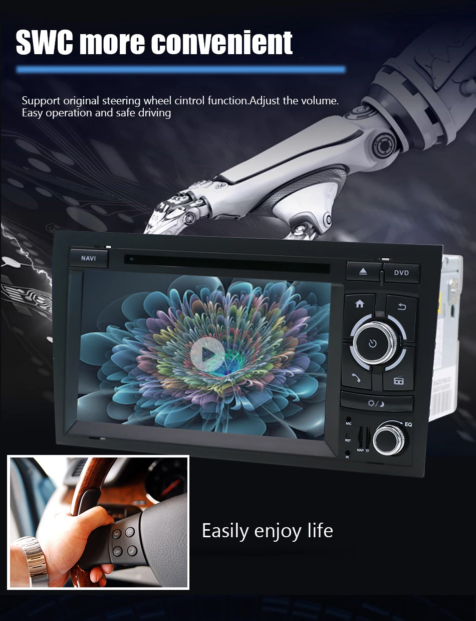 Eunavi Octa 8 ядер 2 Din Автомобильный мультимедийный плеер gps Android 9,0 DVD Automotivo для Audi/A4/S4 2002-2008 радио ram 2 Гб rom 32 ГБ