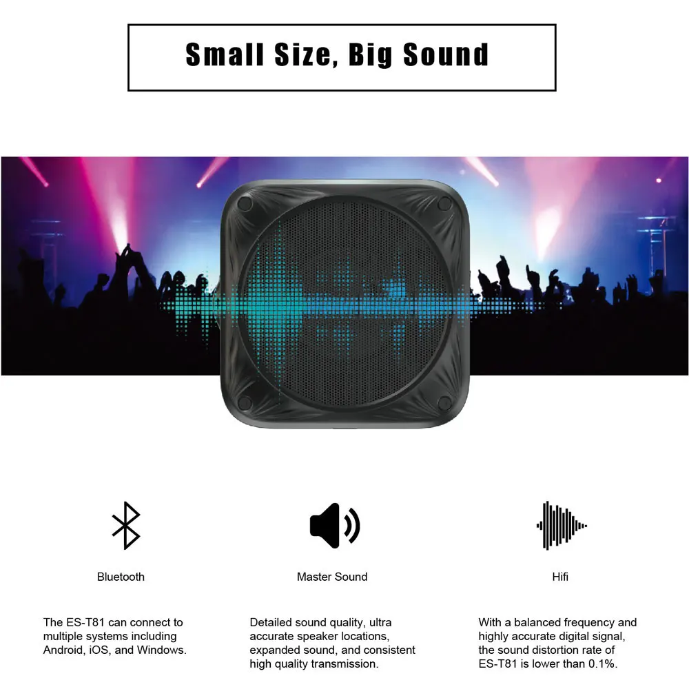 Portable 2000mAh 4.2 Bluetooth Wireless IPX6 Waterproof Speaker with 20-Hour Playtime HD Stereo Deep Bass for Outdoors |
