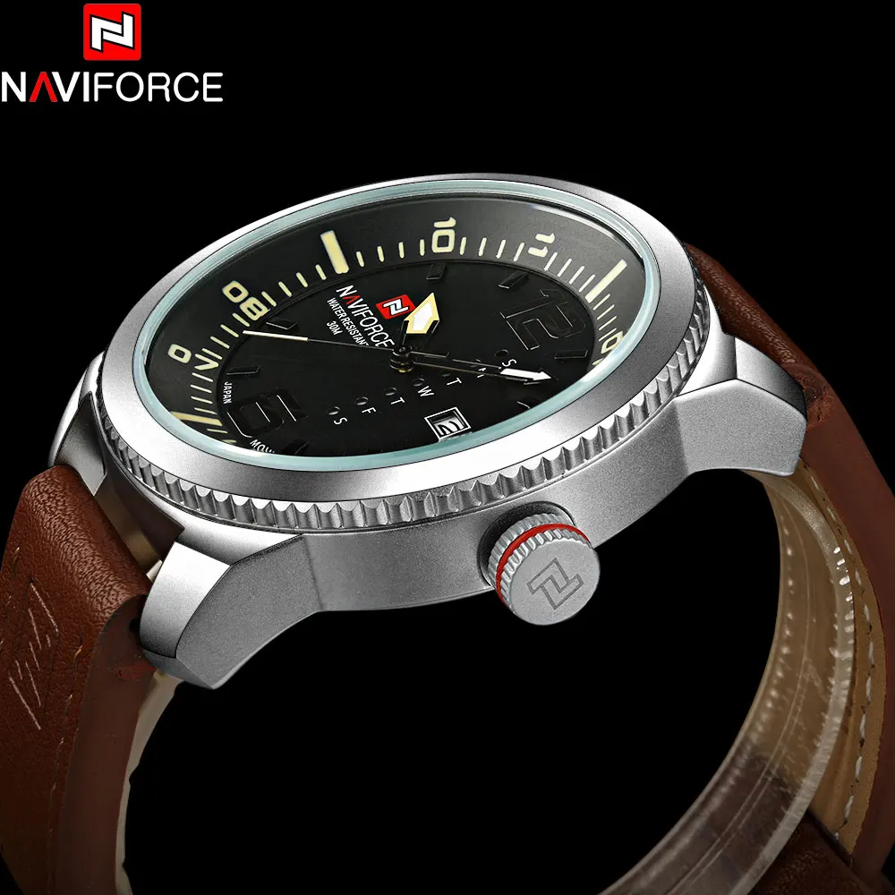 Часы NAVIFORCE мужские спортивные кварцевые с кожаным ремешком|clock brand|clock fashionclock band |
