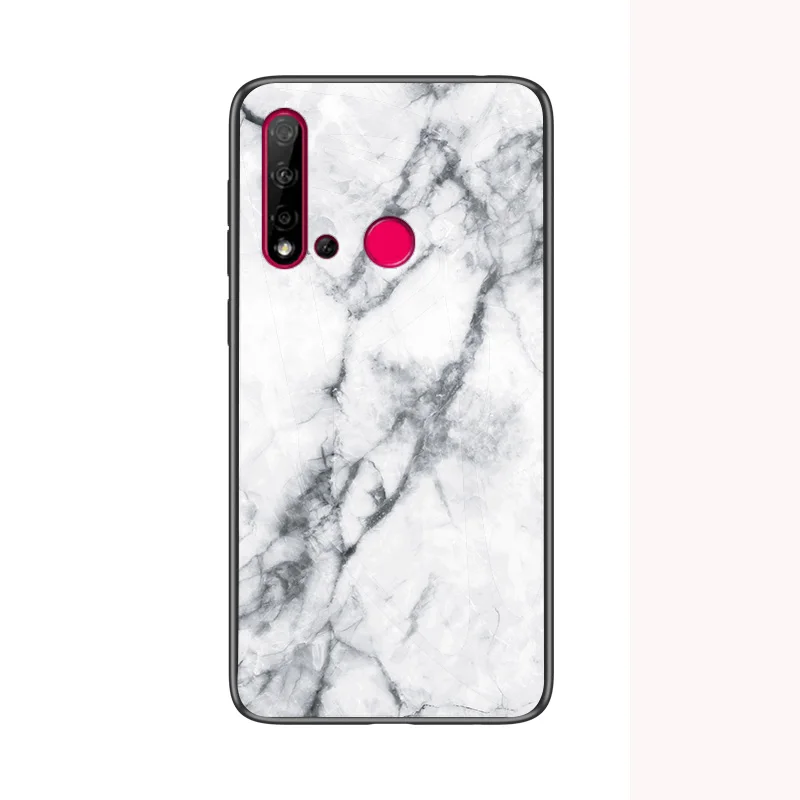 Модный чехол из закаленного стекла для huawei P20 Lite, мягкий силиконовый защитный чехол для телефона P20 Lite - Color: White