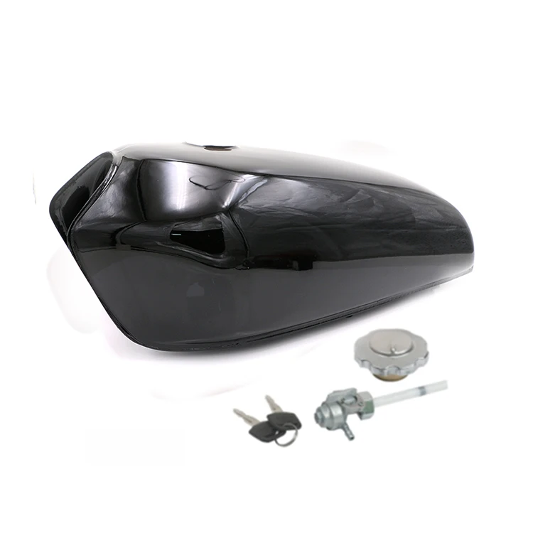 Bright black 9л 2,4 галл. Мотоцикл Универсальный винтажный топливный Бензобак с краном для Honda CG125 кафе гонщик - Цвет: Bright black