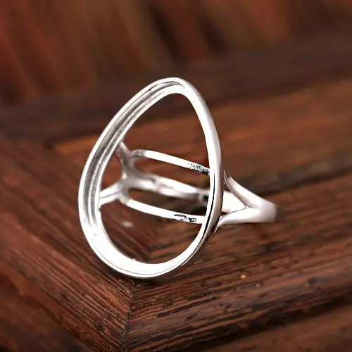 Стерлингового серебра 925 Обручение Свадебные Ring18x24mm позолоченная подвеска полу крепление вечерние Ювелирное Украшение с драгоценным камнем Настройка белого золота Цвет