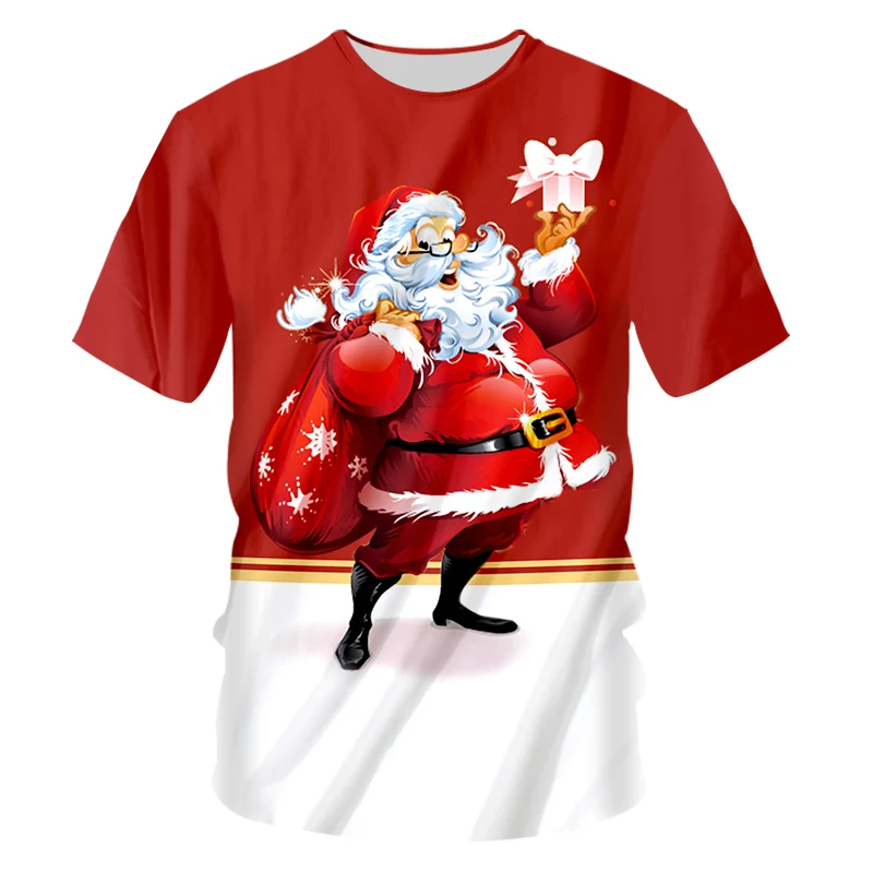 CJLM рождественские мужские футболки с забавным принтом Санта Клауса 3D Футболка - Фото №1
