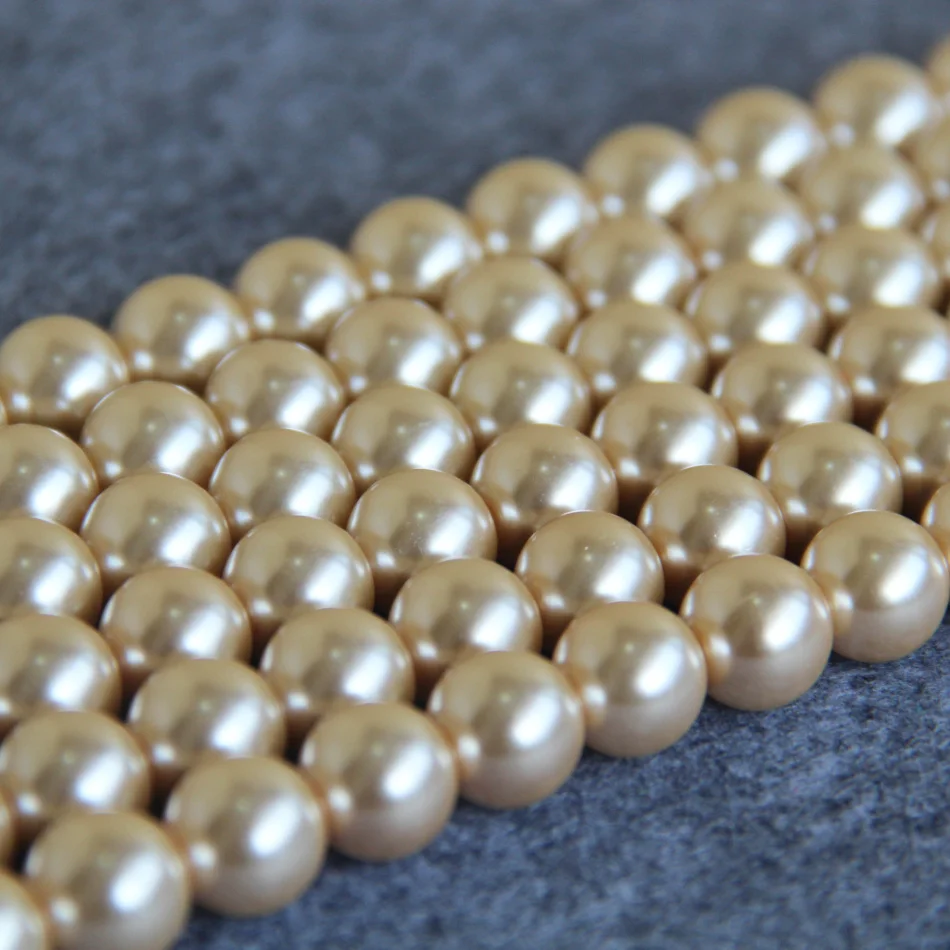 

12mm Light Yellow Shell glass beads loose women Jewelry design Accessories 15inch 2pc/lot Wholesale and retail