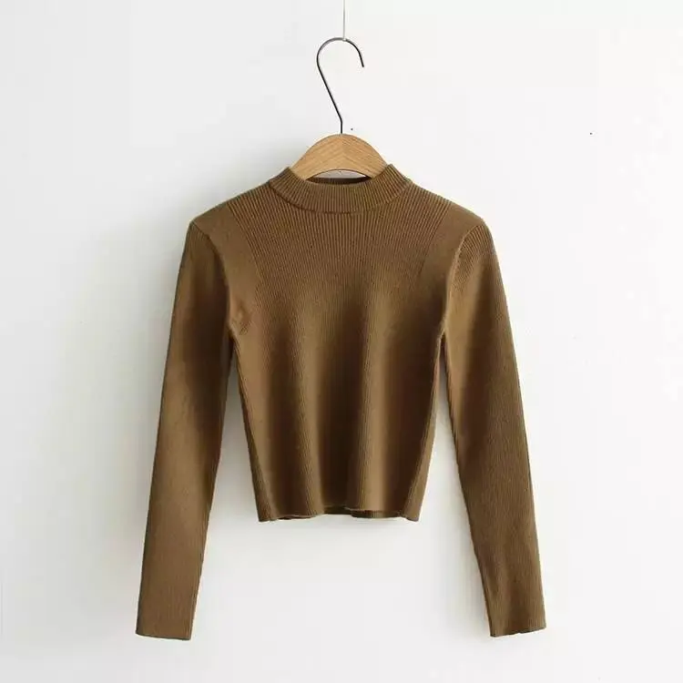 2018 winter fashion women sweaters casual pullovers o-neck knit crop top shirt stretch slim short sweater femme | Женская одежда