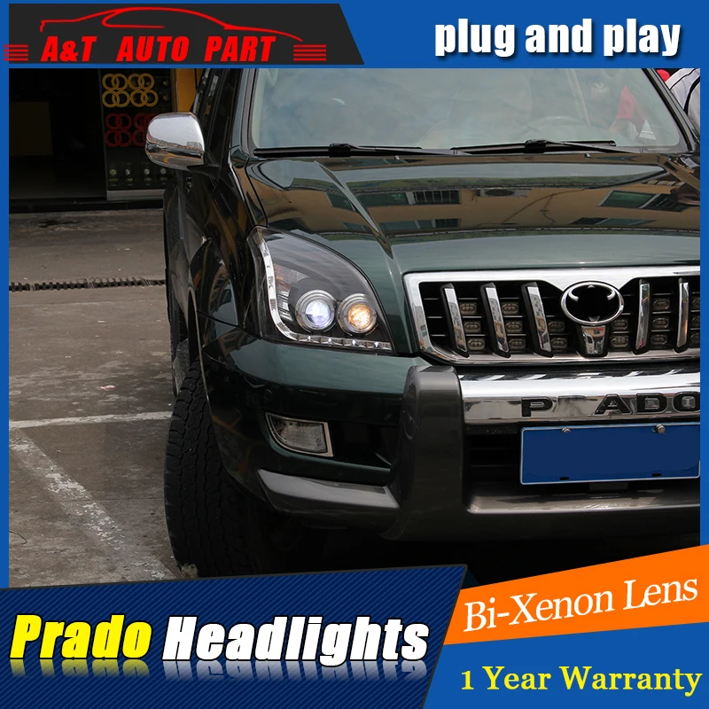 Автостайлинг фары для toyota PRADO 2003-2009 светодиодный ная передняя фара Angel eye DRL