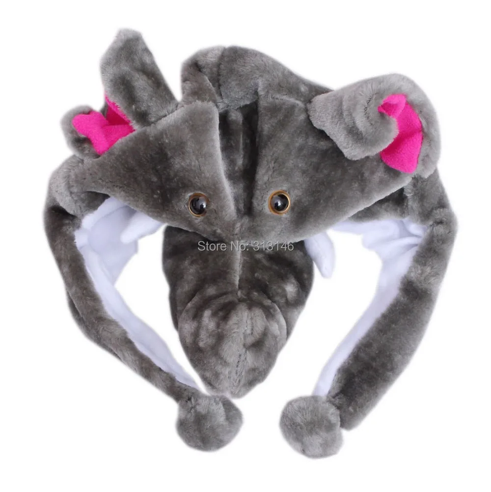 Мультяшный плюшевый капюшон в виде животного слон пушистая теплая шапка зимняя