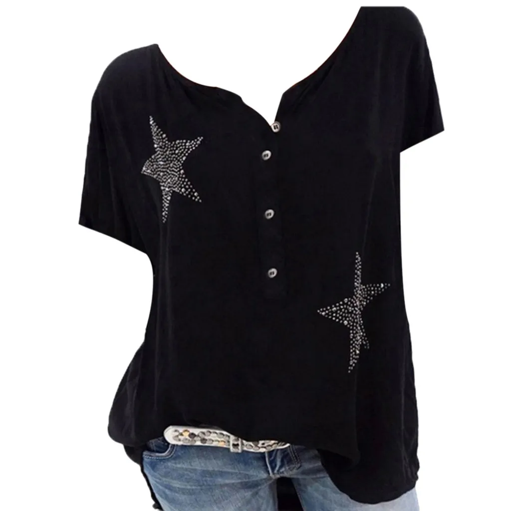 Женские топы больших размеров Женская рубашка на пуговицах короткий рукав