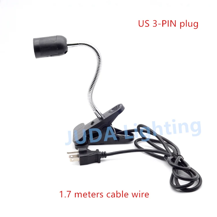 US 3 pins plug Зажим держатель для лампы E27 sockte лампа светодиодный шланг лампа база с ЕС 2 шпильки вилка рокер кнопка переключатель вкл./выкл. Шнур набор Настольный светильник - Цвет: US 3 pins plug