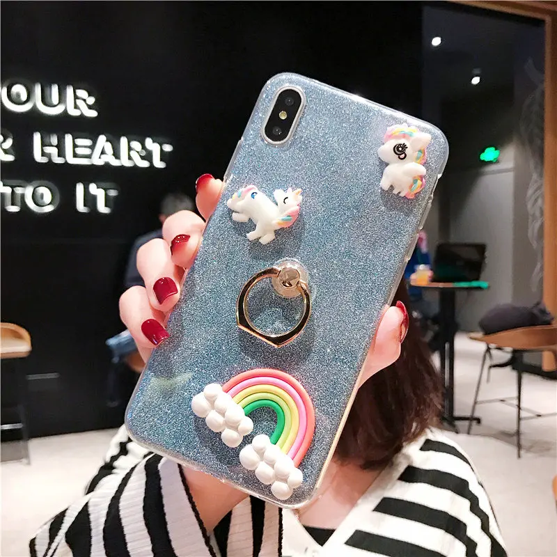 3 в одном блестящий чехол с кольцом для пальца для Asus ZenFone 4 Max Pro 3 Go Live ZB501KL Selfie ZD553KL ZD552KL ZC554KL ZE554KL чехол - Цвет: DJSTP Blue