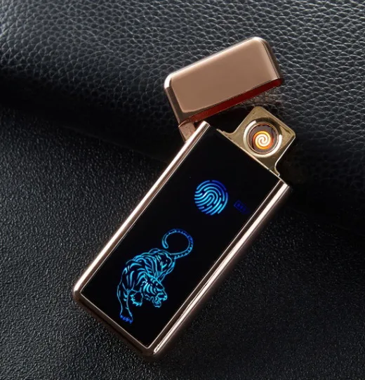 Полноэкранная электронная USB Зажигалка вольфрама турбо Зажигалка для курения - Цвет: gold tiger