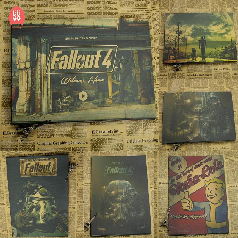 Винтажный игровой плакат Fallout 3 4, детская комната, домашний декор, игровой рисунок, ретро крафт настенная бумажная наклейка, декоративные наклейки на стены