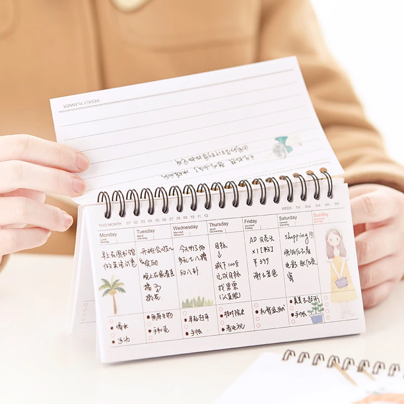 Милый кавайный мультяшный еженедельник 50 страниц записная книжка Filofax для детей