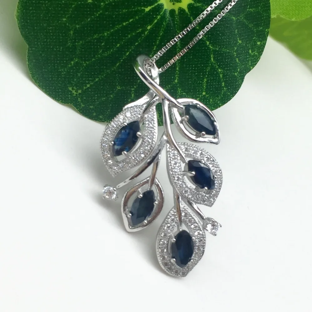 KJJEAXCMY boutique jewels 925 серебро инкрустировано природными листьями женский кулон с