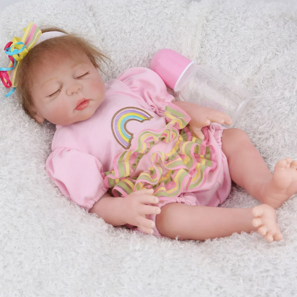 

NPK 17inch 43cm Full Silicone Reborn Baby Dolls Alive Bebes Reborn Realistic Sleeping Girl Rainbow boneca Birthday Gift