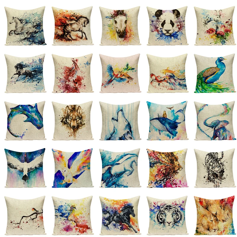 Чехол для подушки с изображением животных Льняные Декоративные Чехлы на подушку