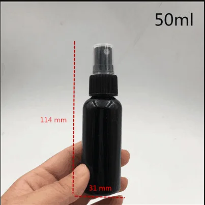 50 ml 50 pcs 50 шт.,, 10 мл, 30 мл, 50 мл, 100 мл, черные пластиковые флаконы-спрей, черный распылитель, духи, косметические контейнеры, темная банка - Цвет: 50 ml 50 pcs
