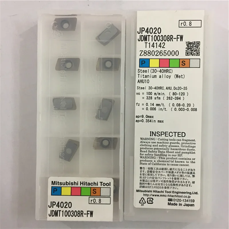 JDMT100308R FW JP4020 100% HITACHI оригинальная карбидная вставка лучшего качества 10 шт./лот