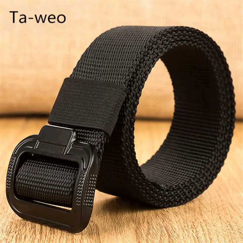 Ta-weo Men Casual Canvas Belts, Youth Outdoor Nylon Belt High Quality, 3.8 CM (1.5'')  Wide, Size 115 125 135 CM