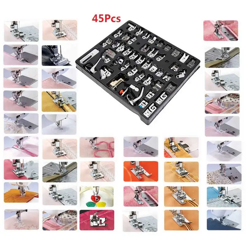 32/35pcs бытовая швейная машина прижимная лапка для потайной строчки комплект с коробкой для Брат швейной АКСЕССУАРЫ - Цвет: d