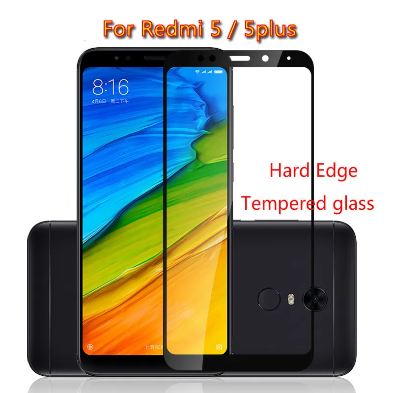 Полное покрытие 3D жесткий край Защита экрана для Xiaomi Redmi 5 Plus закаленное стекло
