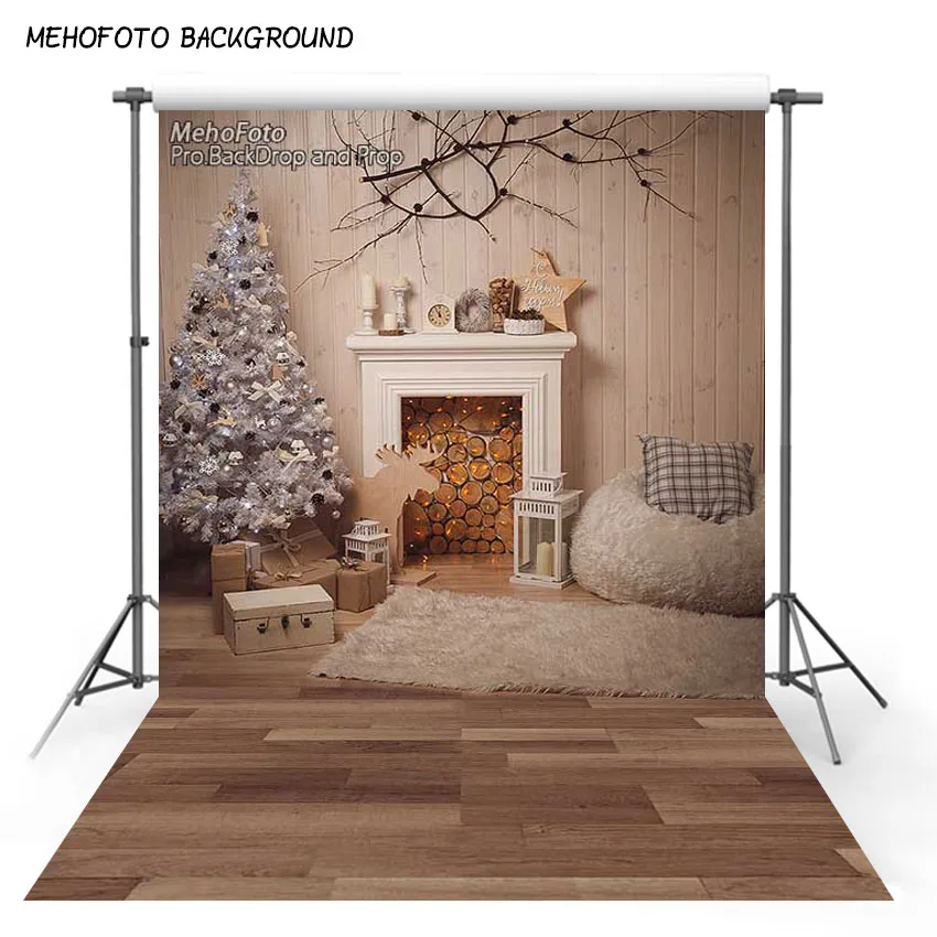 Рождественская елка камин фотография фоны Виниловые бесшовные Новогодние