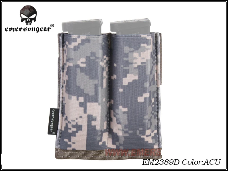 ACU EmersonGear Тактический Быстрый ничья MOLLE/PALS EmersonGear высокая скорость двойной открытый Топ 9 мм. 45 Пистолет Журнал Mag мешок Holste - Цвет: ACU