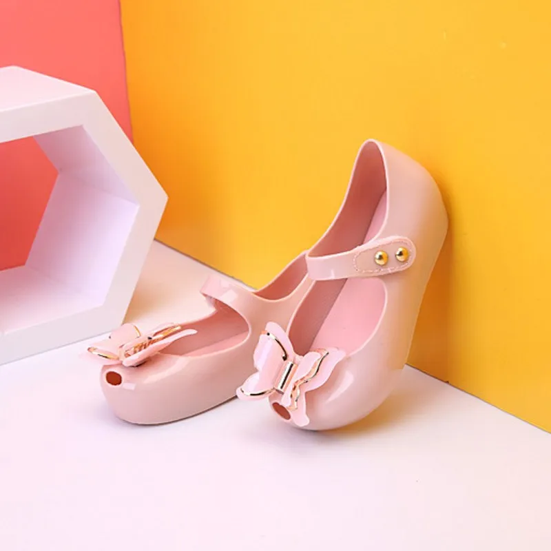 butterfly pink Melissa/милые прозрачные сандалии с объемным бантом-бабочкой для девочек; Новинка года; детская обувь Melissa; детские сандалии; удобная обувь принцессы - Цвет: butterfly pink