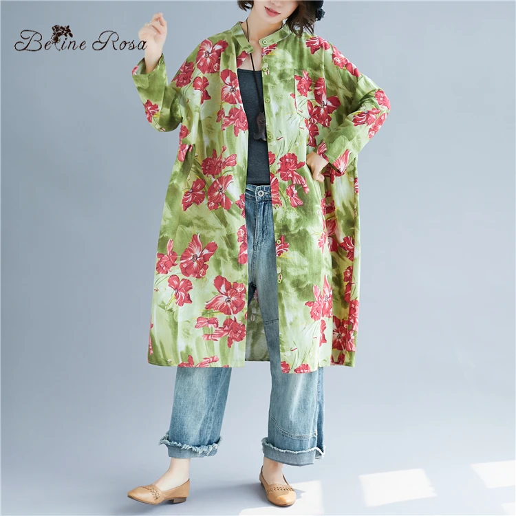 Женская блузка с цветочным принтом BelineRosa Весенняя Свободная длинным рукавом и - Фото №1