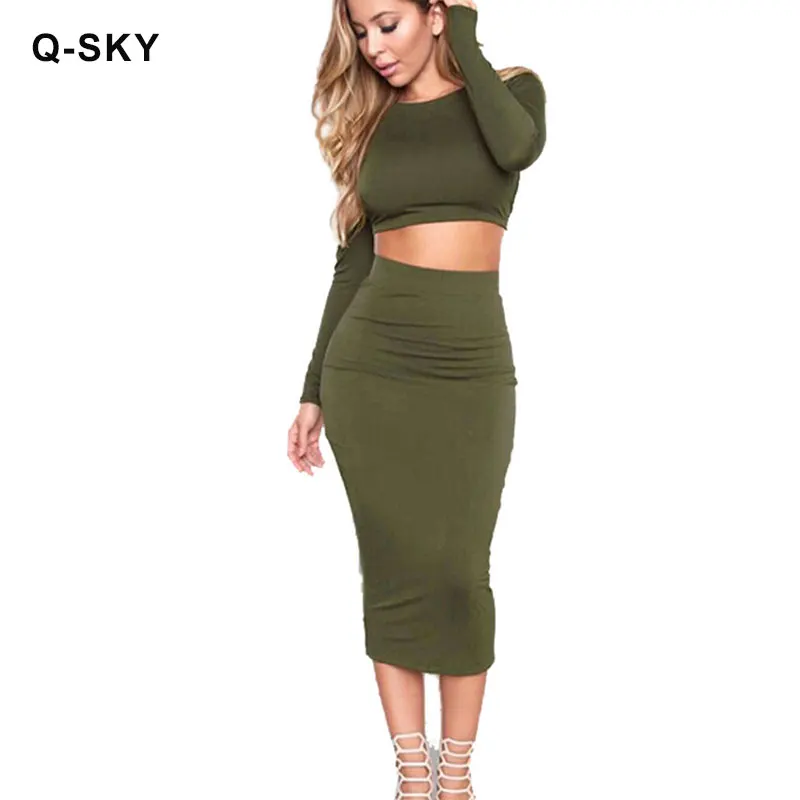 Q SKY комплект из двух предметов юбка и топ одежда с длинным рукавом завязки спинки