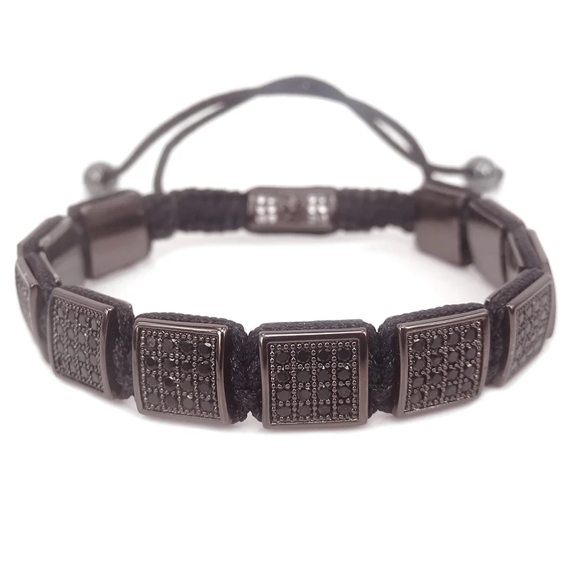 Новый брендовый модный квадратный браслет микро-браслет с фианитами мужские и