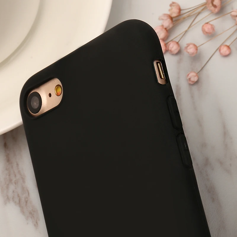 Simple candy Black Phone Case For Iphone X XS Max XR 8 7 6 6S Plus 5 5s Se Matte Full Soft Cover Cases Sheer Bags |